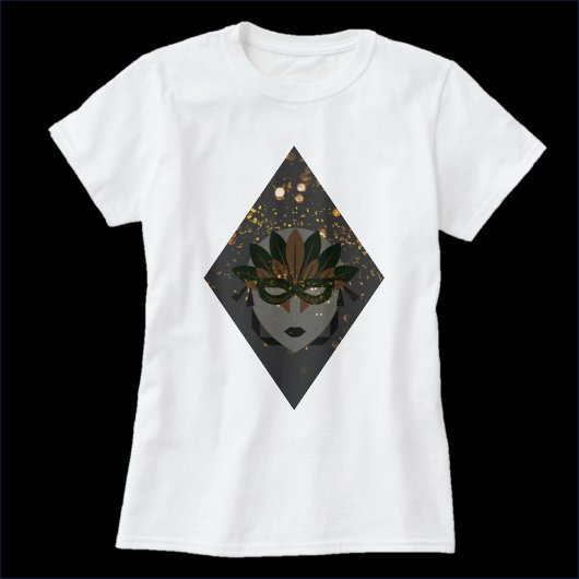 Mysteriöse Bronze und Schwarzer Glitzer-Masquerade T-Shirt