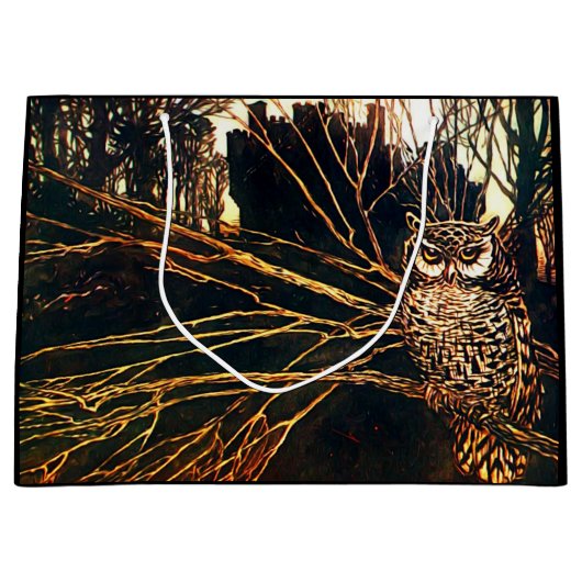 Mysteriöse Burg im Wald und Uhu Große Geschenktüte (Vorderseite)