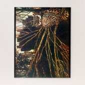 Mysteriöse Burg im Wald und Uhu Puzzle (Vertikal)