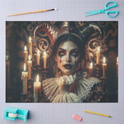 Mysteriöse Dunkelharlequin-Bright-Augen-Dekoupage Seidenpapier (Basteln)