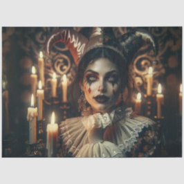 Mysteriöse Dunkelharlequin-Bright-Augen-Dekoupage Seidenpapier