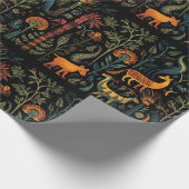 Mysteriöse Fantasietiere auf schwarzen Fliesen Geschenkpapier (Ecke)