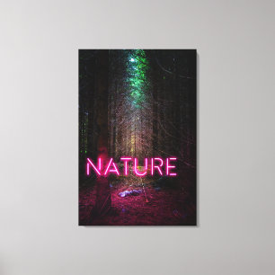 Mysteriöse Fichtenwälder Natur Neon magenta Leinwanddruck