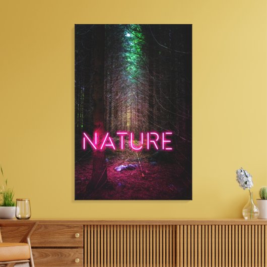 Mysteriöse Fichtenwälder Natur Neon magenta Leinwanddruck (Insitu (Wohnzimmer))