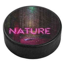Mysteriöse Fichtenwälder Natur Neon magenta Zeiche Eishockey Puck