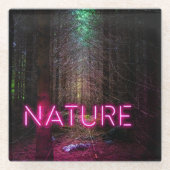 Mysteriöse Fichtenwälder Natur Neon magenta Zeiche Glasuntersetzer (Vorderseite)