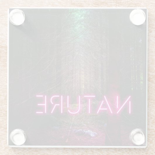 Mysteriöse Fichtenwälder Natur Neon magenta Zeiche Glasuntersetzer (Rückseite)