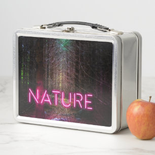 Mysteriöse Fichtenwälder Natur Neon magenta Zeiche Metall Brotdose