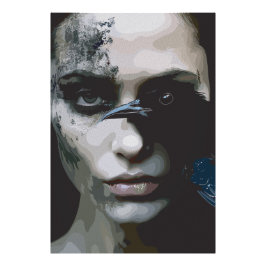 Mysteriöse Frau mit Raven Fotodruck