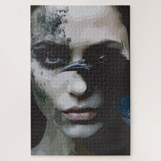 Mysteriöse Frau mit Raven Puzzle (Vertikal)