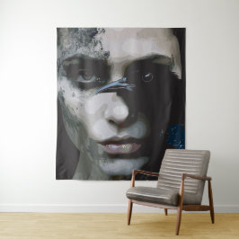 Mysteriöse Frau mit Raven Wandteppich