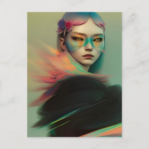 Mysteriöse Frau Postkarte