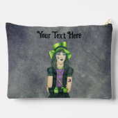 Mysteriöse Goth Girl Tattoos Green Hat Grunge Gray Zubehörtasche (Rückseite)