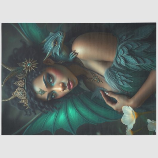 Mysteriöse Gothic Dragon Fairy Seidenpapier (Vorderseite)