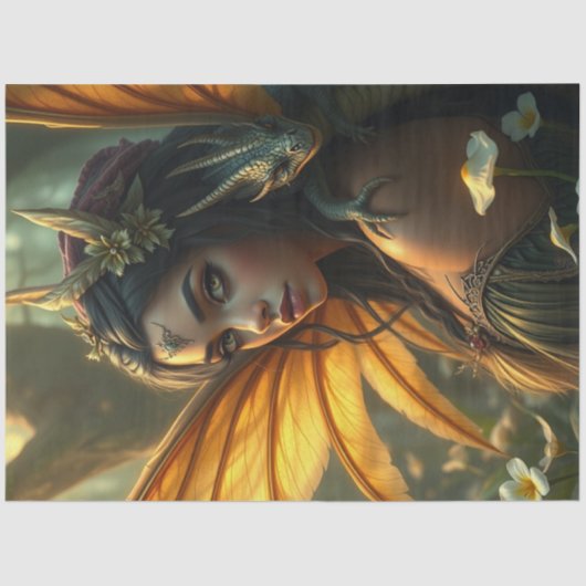 Mysteriöse Gothic Dragon Fairy Seidenpapier (Vorderseite)