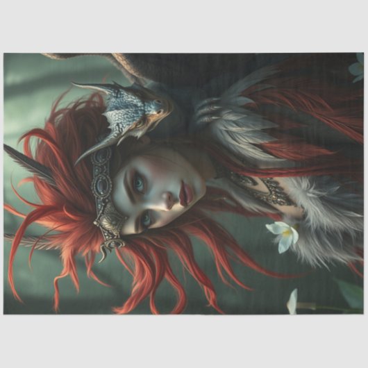 Mysteriöse Gothic Dragon Fairy Seidenpapier (Vorderseite)