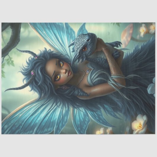 Mysteriöse Gothic Dragon Fairy Seidenpapier (Vorderseite)