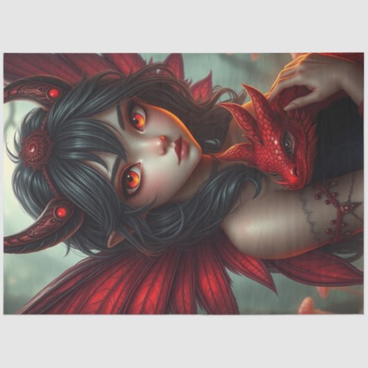 Mysteriöse Gothic Dragon Fairy Seidenpapier (Vorderseite)