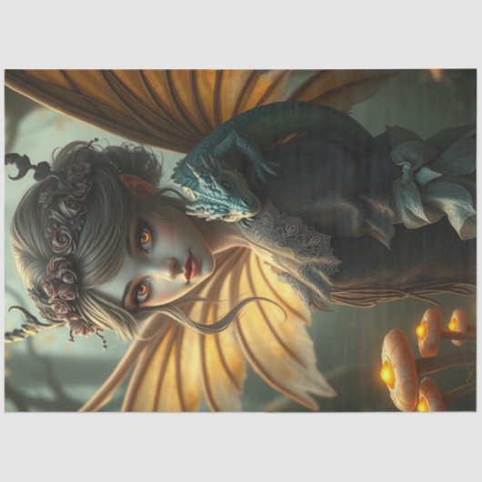 Mysteriöse Gothic Dragon Fairy Seidenpapier (Vorderseite)