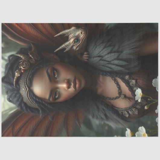 Mysteriöse Gothic Dragon Fairy Seidenpapier (Vorderseite)