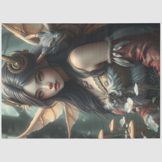 Mysteriöse Gothic Dragon Fairy Seidenpapier (Vorderseite)