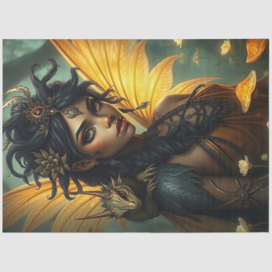 Mysteriöse Gothic Dragon Fairy Seidenpapier (Vorderseite)