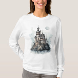 Mysteriöse gotische Burg Halloween-Kunst T-Shirt