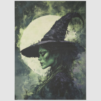 Mysteriöse grüne Hexe Vollmond-Dekoupage Seidenpapier