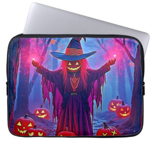 Mysteriöse Hexe im verzauberten Holzdesign Laptopschutzhülle