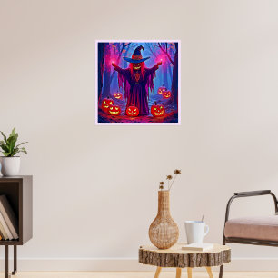 Mysteriöse Hexe im verzauberten Holzdesign Poster