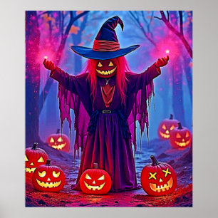 Mysteriöse Hexe im verzauberten Holzdesign Poster