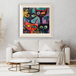 Mysteriöse Katzen - Whimsikkunst drucken Poster