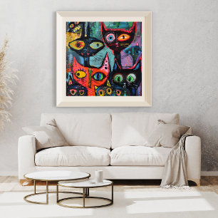 Mysteriöse Katzen - Whimsikkunst drucken Poster