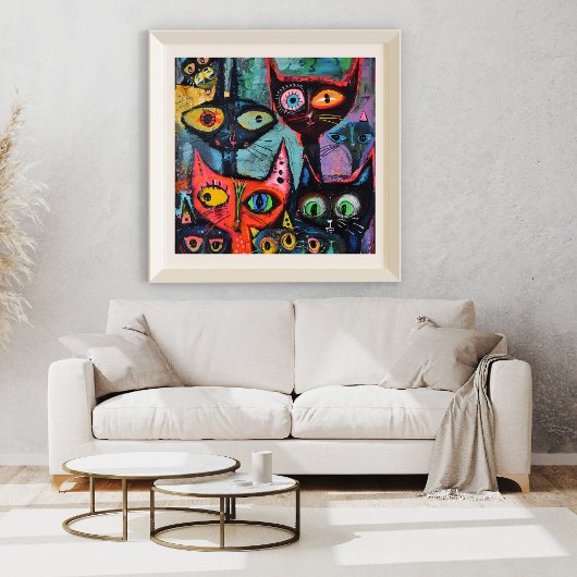 Mysteriöse Katzen - Whimsikkunst drucken Poster