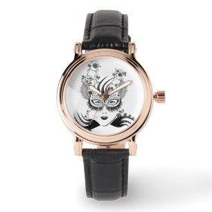 Mysteriöse Maskenlady mit blauen Augen Armbanduhr