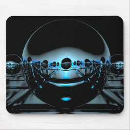 Mysteriöse Metallorben in blass blauem Licht Mousepad