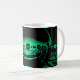 Mysteriöse Metallorben in blass grünem Licht Kaffeetasse