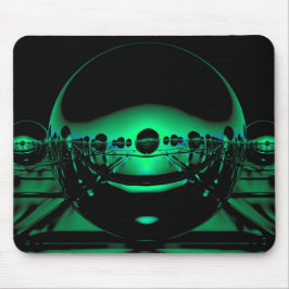 Mysteriöse Metallorben in blass grünem Licht Mousepad