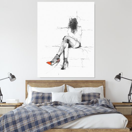 Mysteriöse Mode - Abstrakte Frau in Heelsen Leinwanddruck (Insitu (Schlafzimmer))