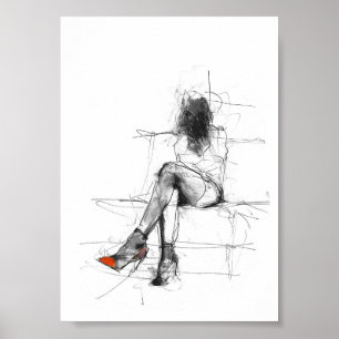 Mysteriöse Mode - Abstrakte Frau in Heelsen Poster