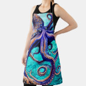 Mysteriöse Octopus Blaue Ozeanwelle Abstrakte Kuns Schürze (InSitu)