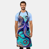 Mysteriöse Octopus Blaue Ozeanwelle Abstrakte Kuns Schürze (Getragen)