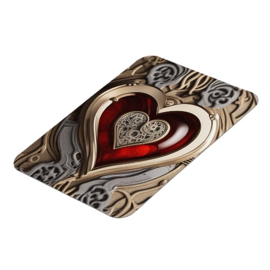 Mysteriöse Ornament mit rotem Herzen Magnet (Linke Seite)