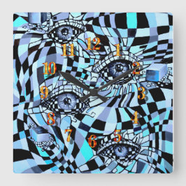 Mysteriöse Post Modern Alle sehen Auge Wasserfarbe Quadratische Wanduhr