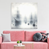 Mysteriöse Schiffe im Hafen von Foggy Leinwanddruck (Insitu (Wohnzimmer))