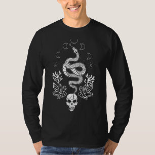 Mysteriöse Schlange mit Schädel und Mond Phasen go T-Shirt