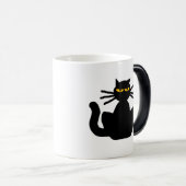 Mysteriöse schwarze Katze Amber Augen sitzen Stari Tasse (VorderseiteRechts)
