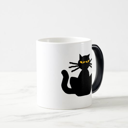 Mysteriöse schwarze Katze Amber Augen sitzen Stari Tasse (VorderseiteRechts)