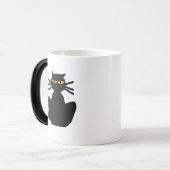 Mysteriöse schwarze Katze Amber Augen sitzen Stari Tasse (Vorderseite Links)