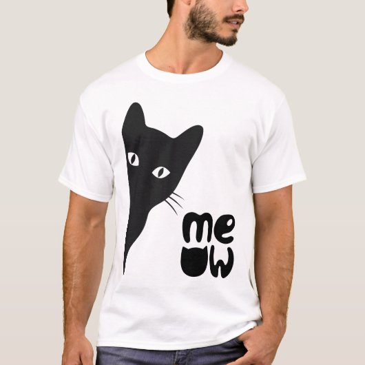 Mysteriöse Schwarze Katze - Minimalistisches Desig T-Shirt (Vorderseite)